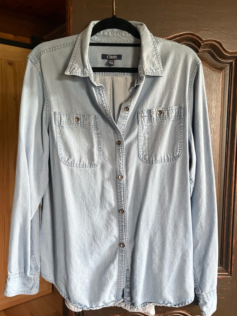 Chaps 100% Lyocell Light Blue Denim Button-Down Shirt Women’s XL